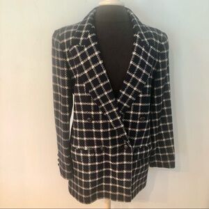VNTG Georgio Sant Angelo Wool Windowpane Navy White Double Breasted Blazer